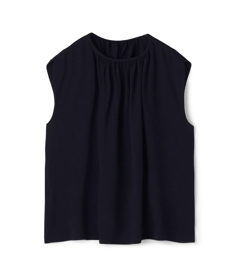 ジャージーライクジョーゼット ギャザーネックブラウス