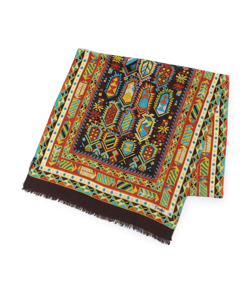Drake&rsquo;ｓ CARPET PRINT TUBULAR SCARF ウールシルクプリントスカーフ
