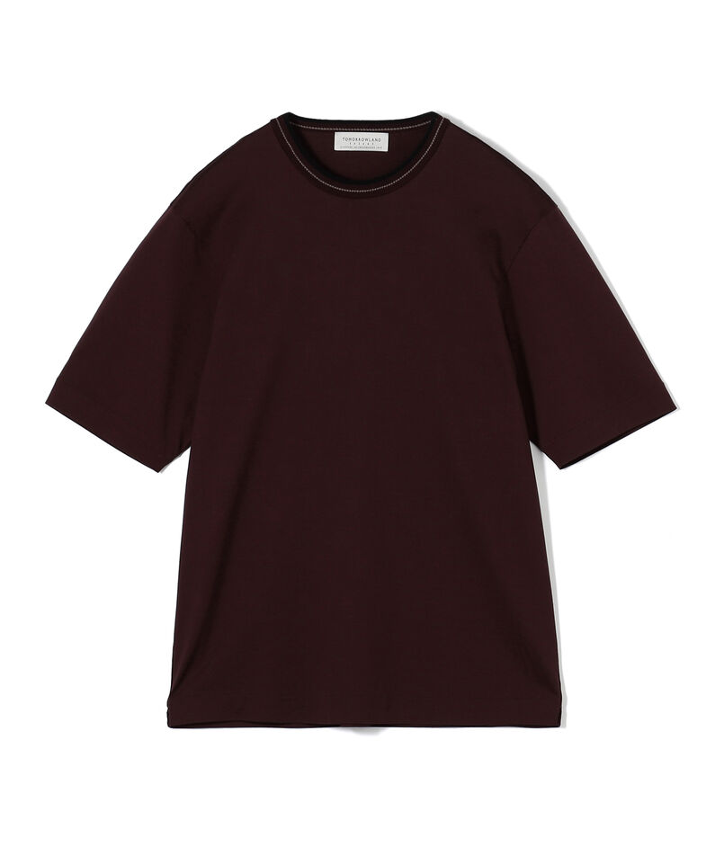 スーピマコットンシルケット リンキングニット襟Tシャツ