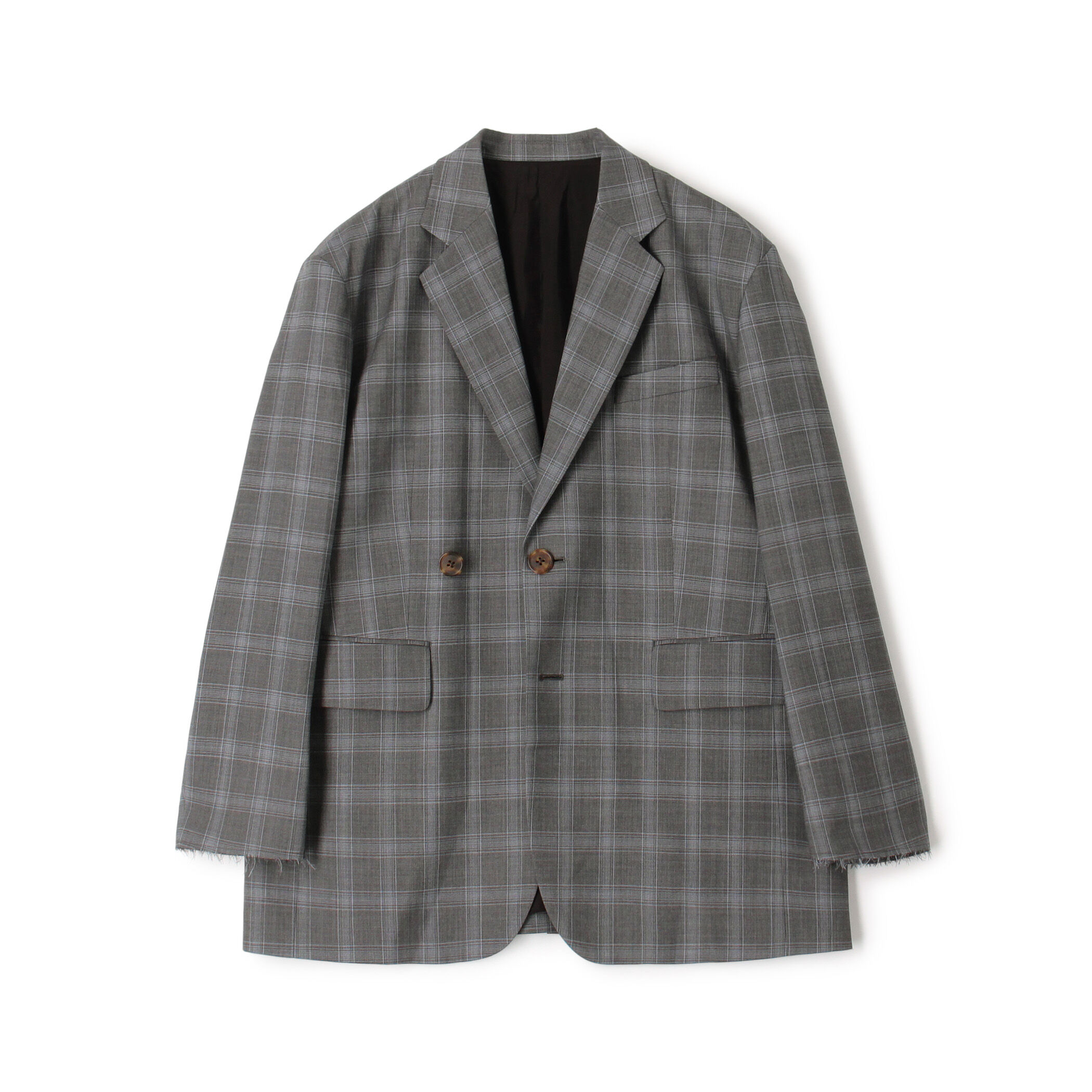 □Super140's ウールトロピカル チェックオーバーサイズドジャケット