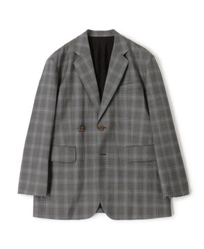 ■Super140's ウールトロピカル チェックオーバーサイズドジャケット