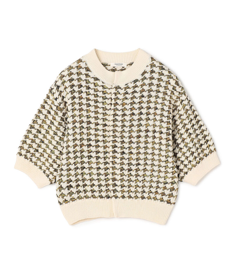 ハウンドトゥース ハーフスリーブカーディガン