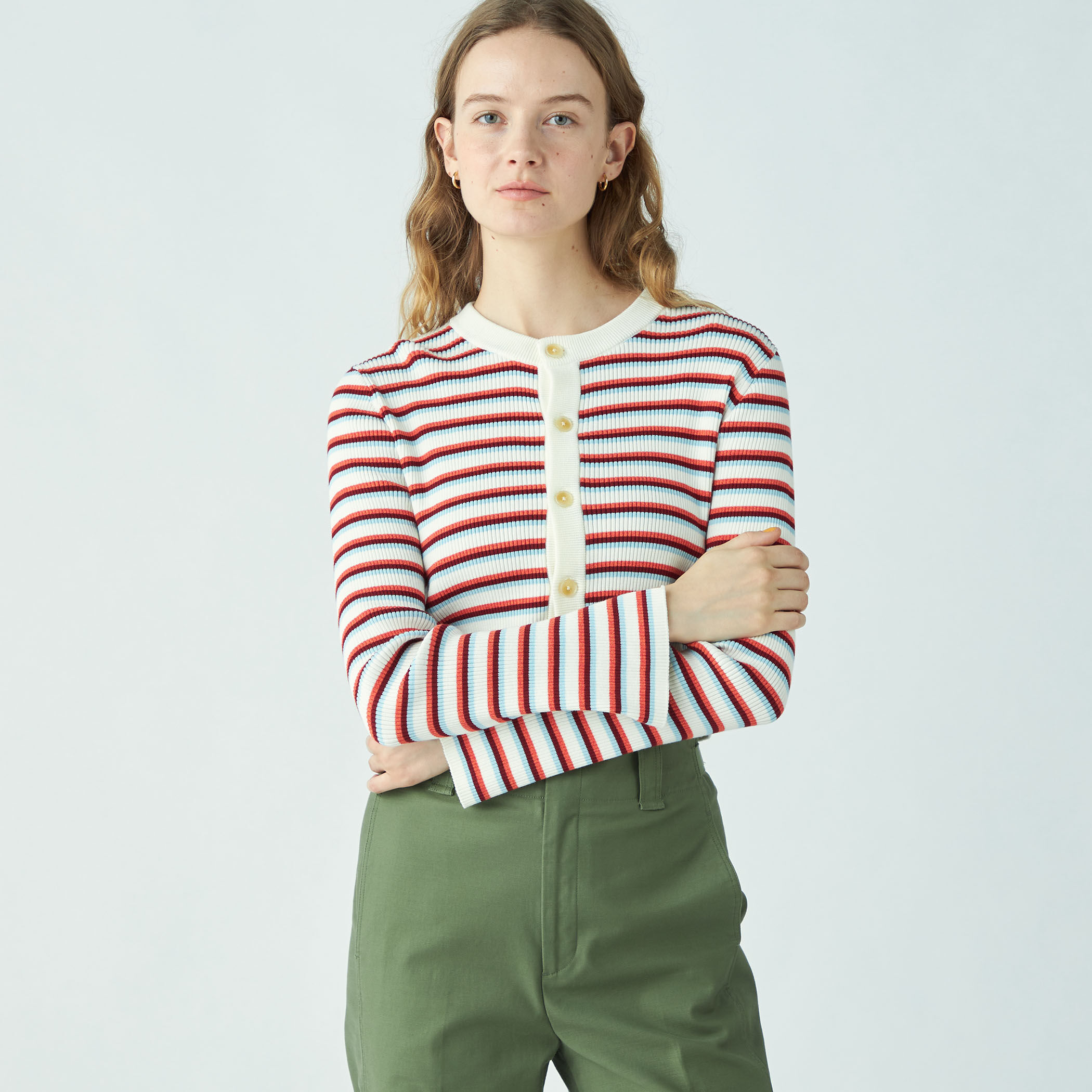 専用 25SS MACPHEE コットンリブ クルーネックカーディガン 綿 □コットンリブ クルーネックカーディガン｜トゥモローランド