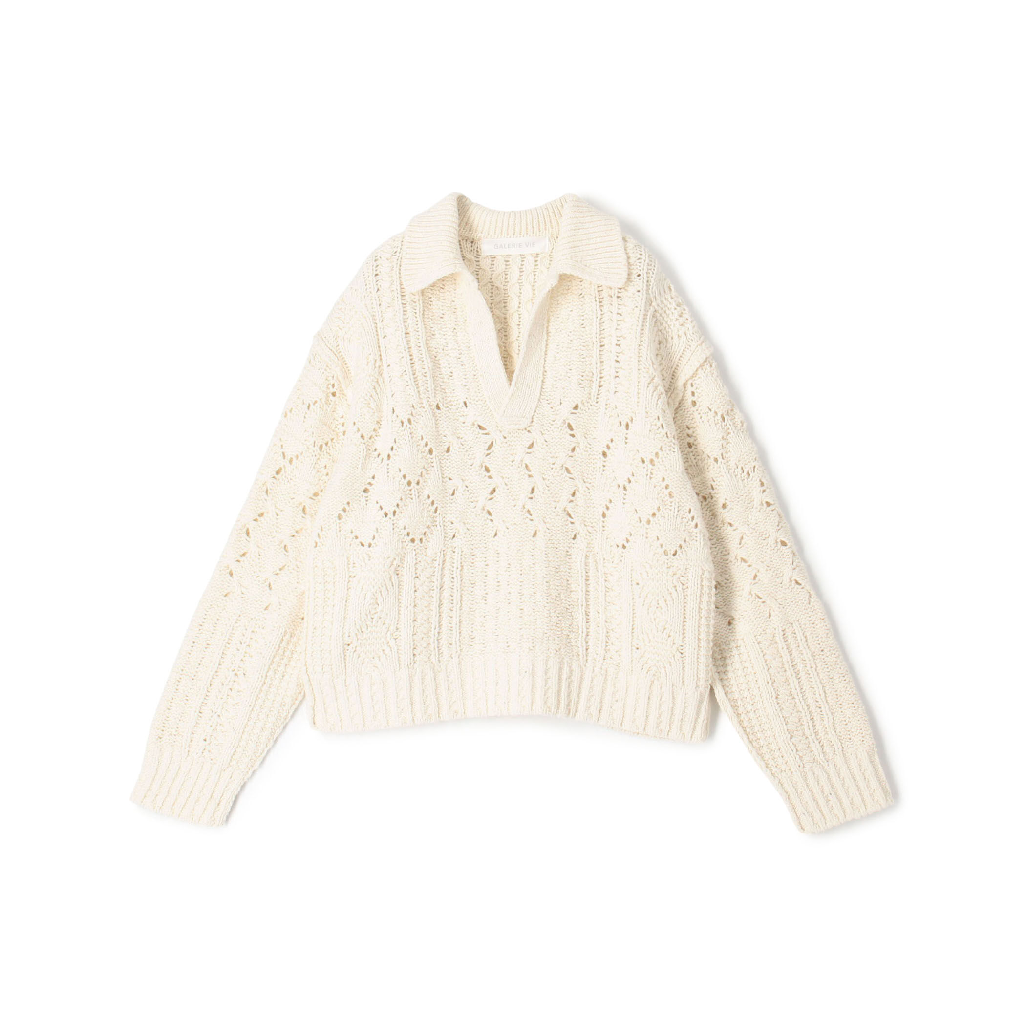 コットンウールアラン オープンカラープルオーバー｜トゥモローランド