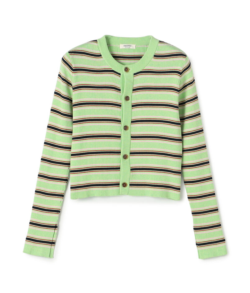 コットンリブ クルーネックカーディガン