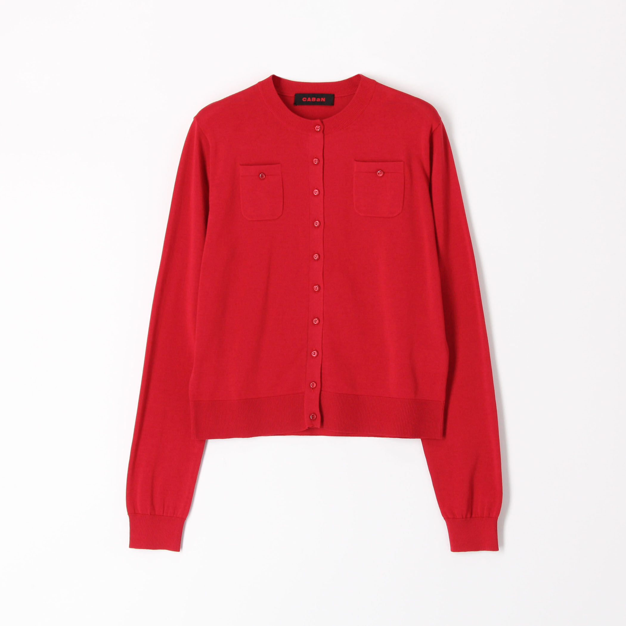 美品 トゥモローランド 定番 CABaN 大人気 カーディガン ニット レッド CABaN コットンカシミヤ ポケットクルーネックカーディガン