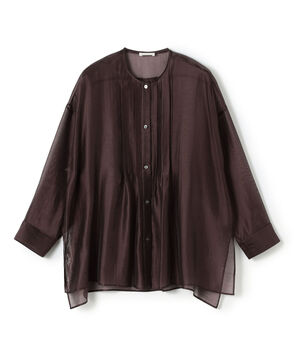 【WEB先行予約】セルロースポリエステルオーガンジー ランダムタックブラウス