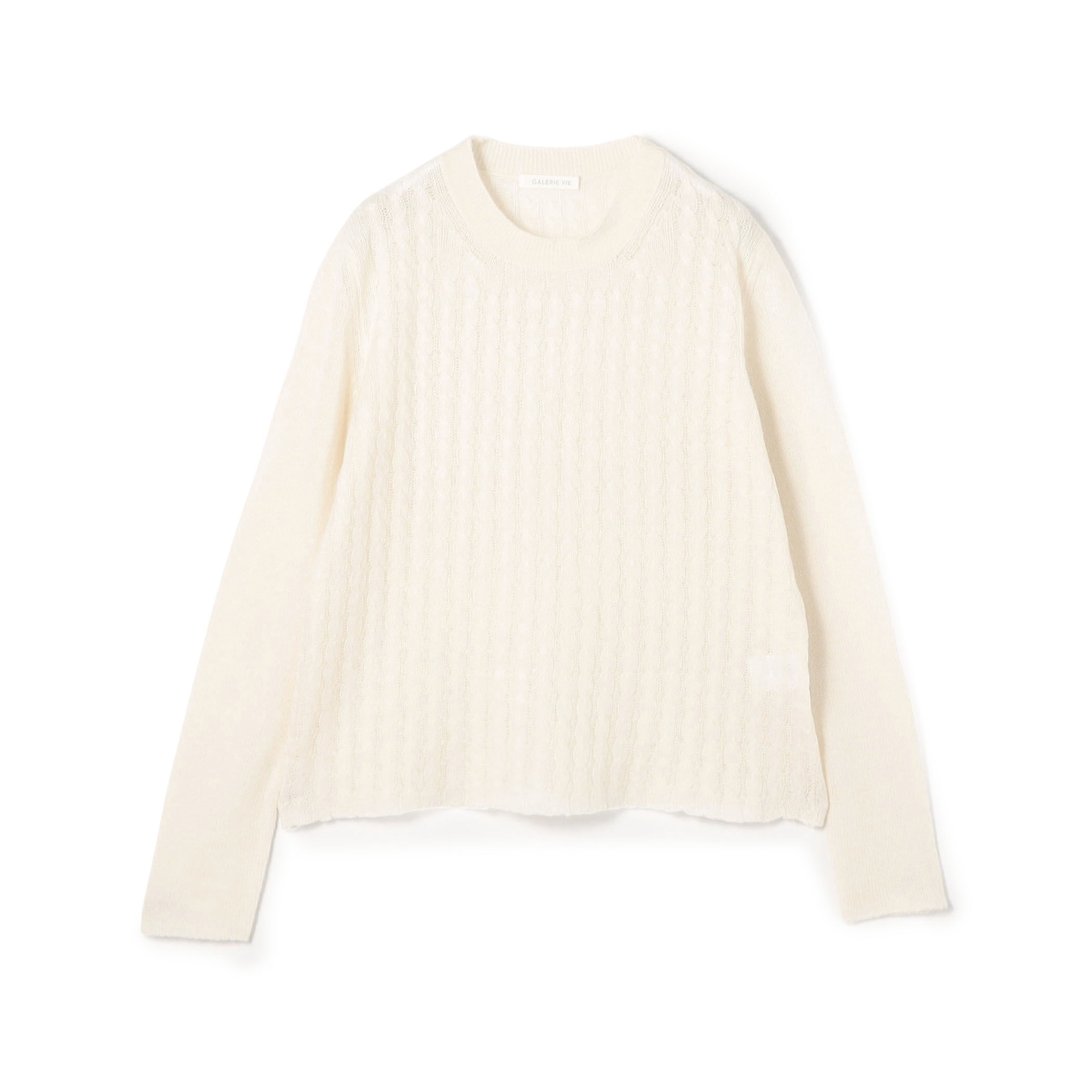 □モンゴルカシミヤケーブル クルーネックプルオーバー