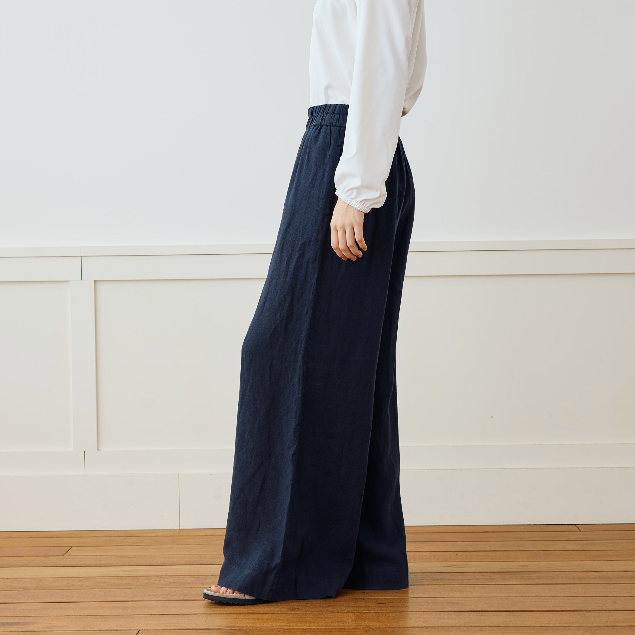 ライトウェイトリネン イージーワイドパンツ WKO1086