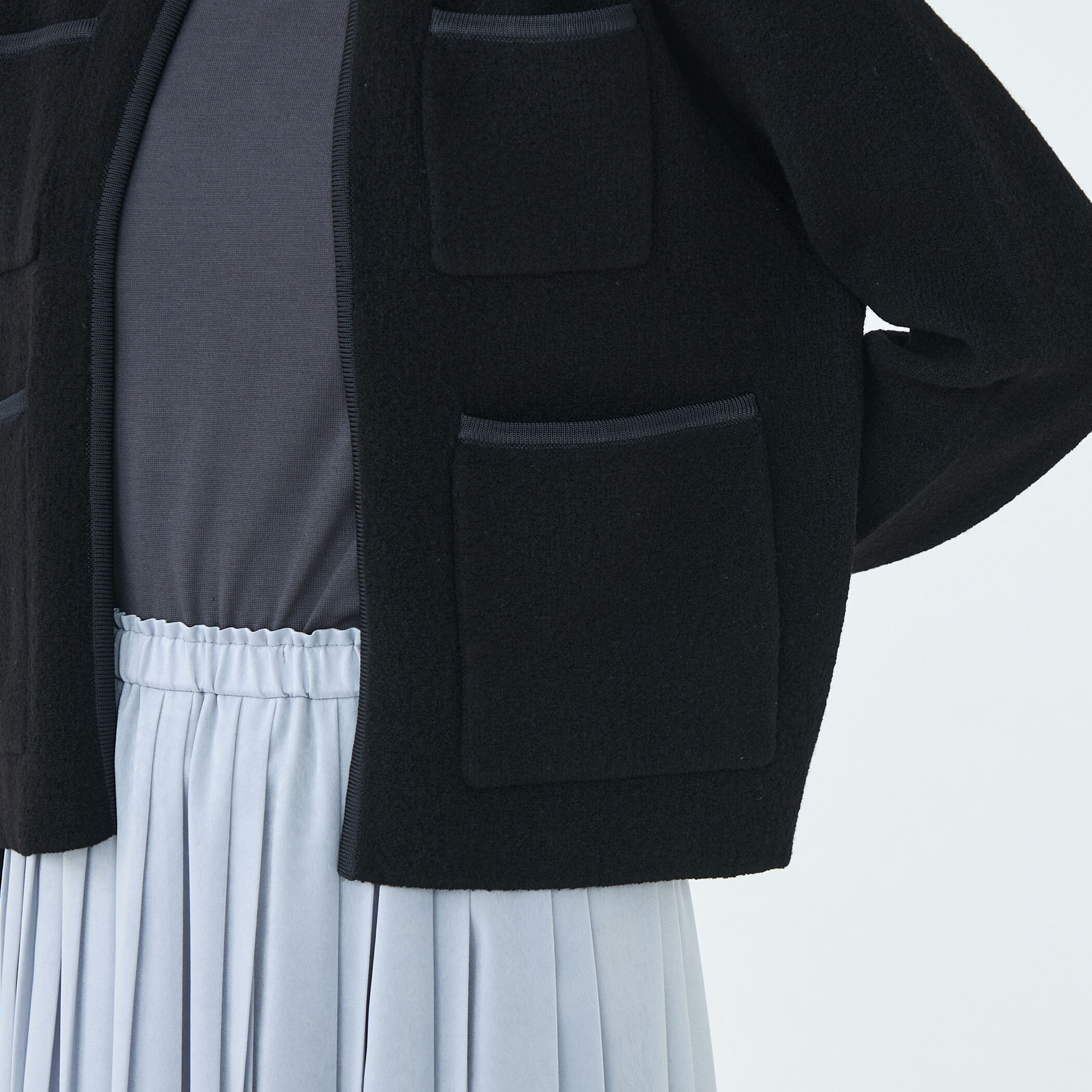 ウールナイロンブークレー フロントオープンカーディガン