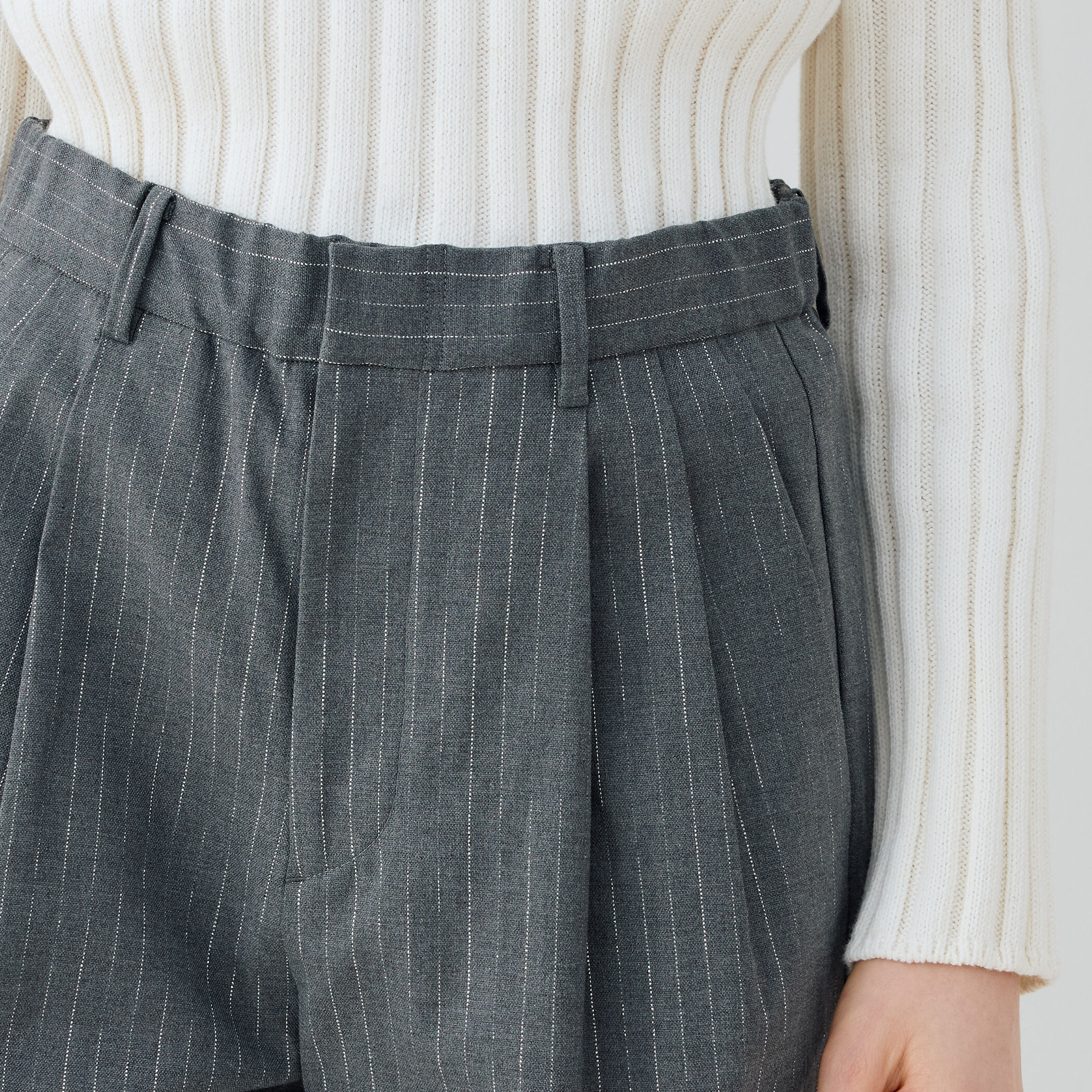 □コットンオックスストレッチ イージータックパンツ