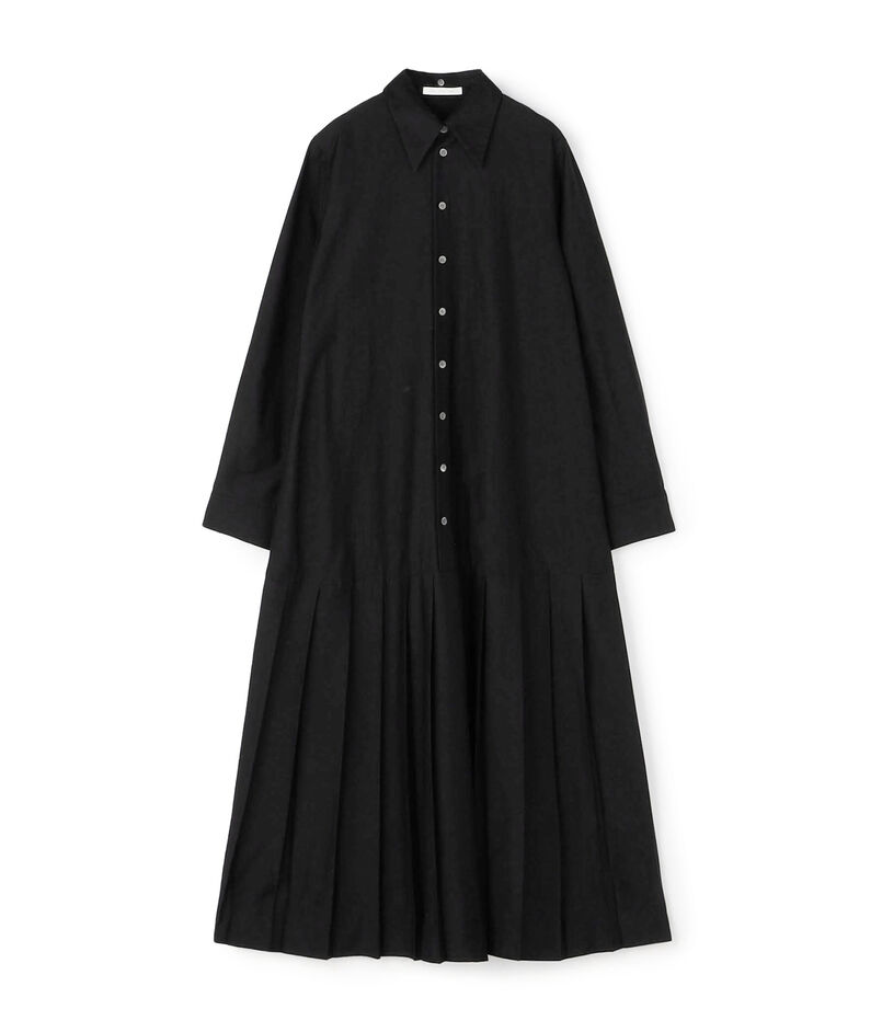 ■コットンシルクパラシュート プリーツシャツワンピース