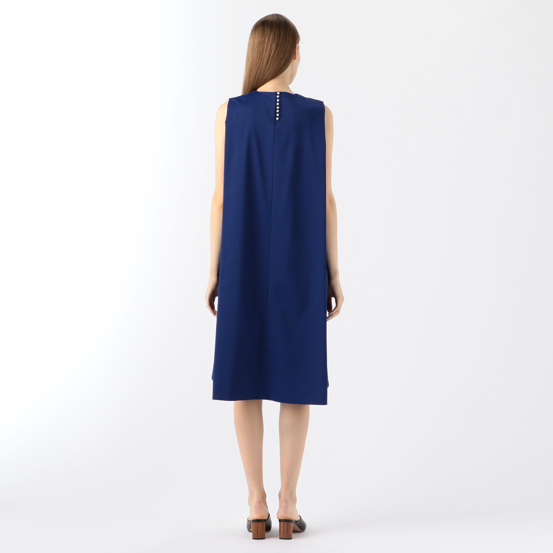 Ballsey 濃紺光沢デザインAラインワンピース item8e0b03e252d411eeb6b00242ac