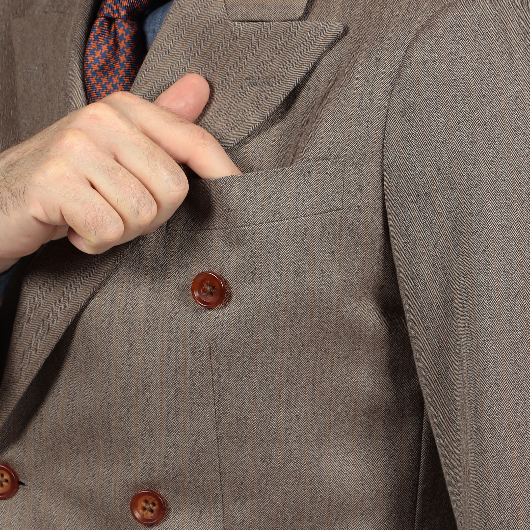 ウールヘリンボーン ダブルブレステッド6Bジャケット