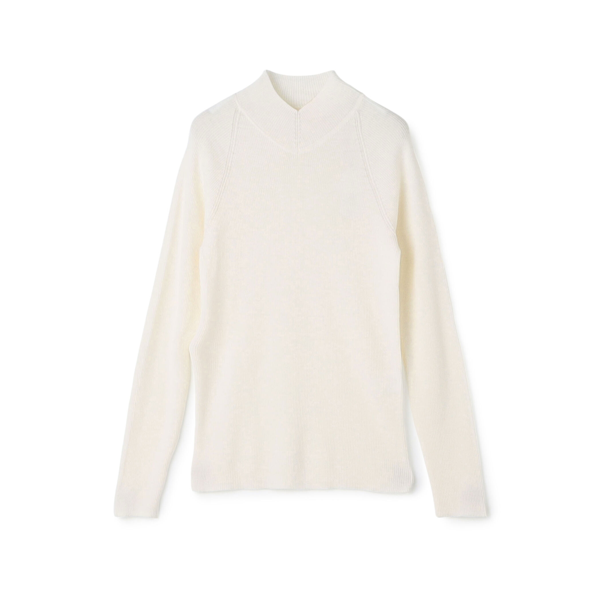ウーステッドウールファインリブ Vネックプルオーバー