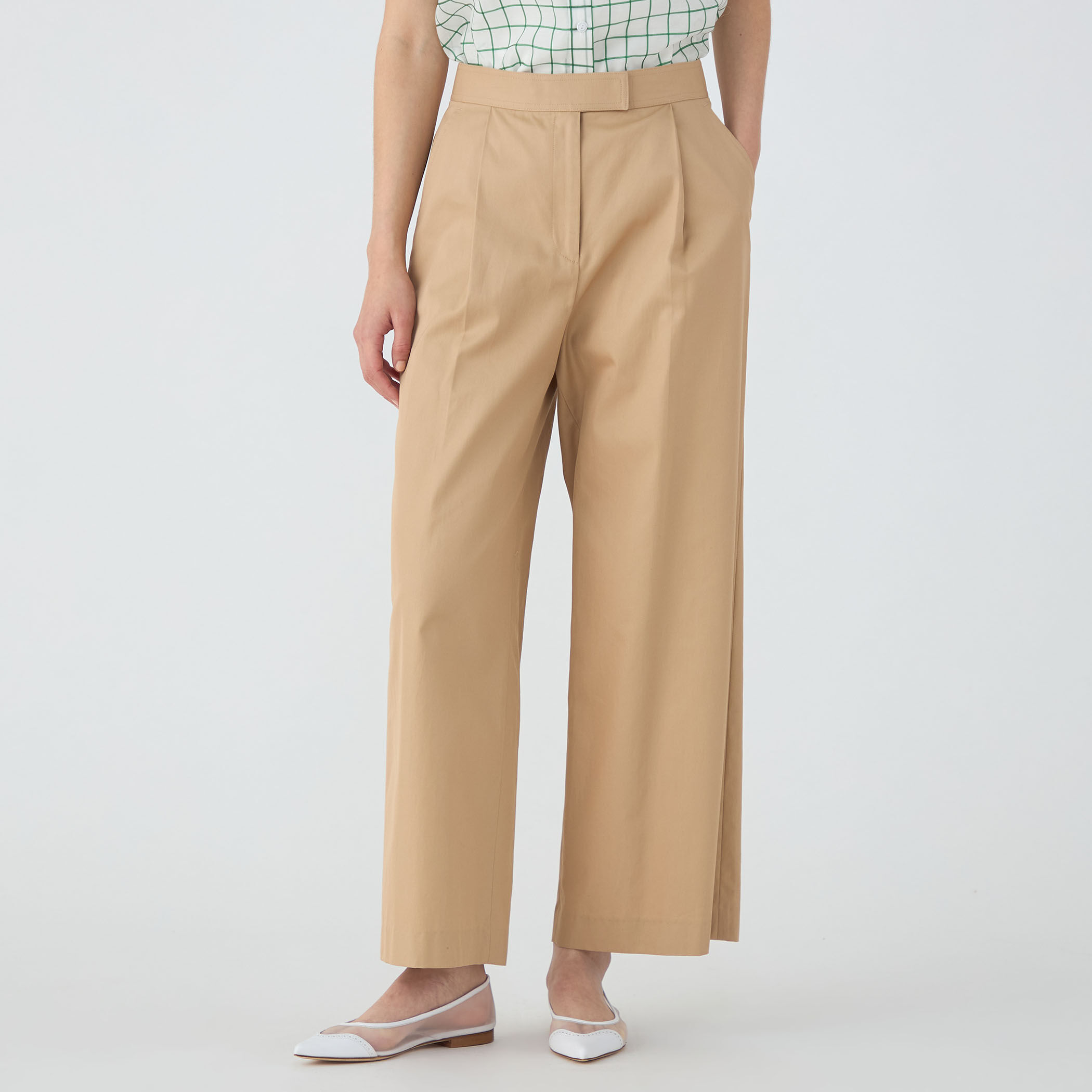 タイムセール　新品　チャコットバランス　カッタブルタフタワイドパンツ 　Lサイズ 楽天市場】≪新色！≫センタープレス タックワイドパンツ ☆ センター