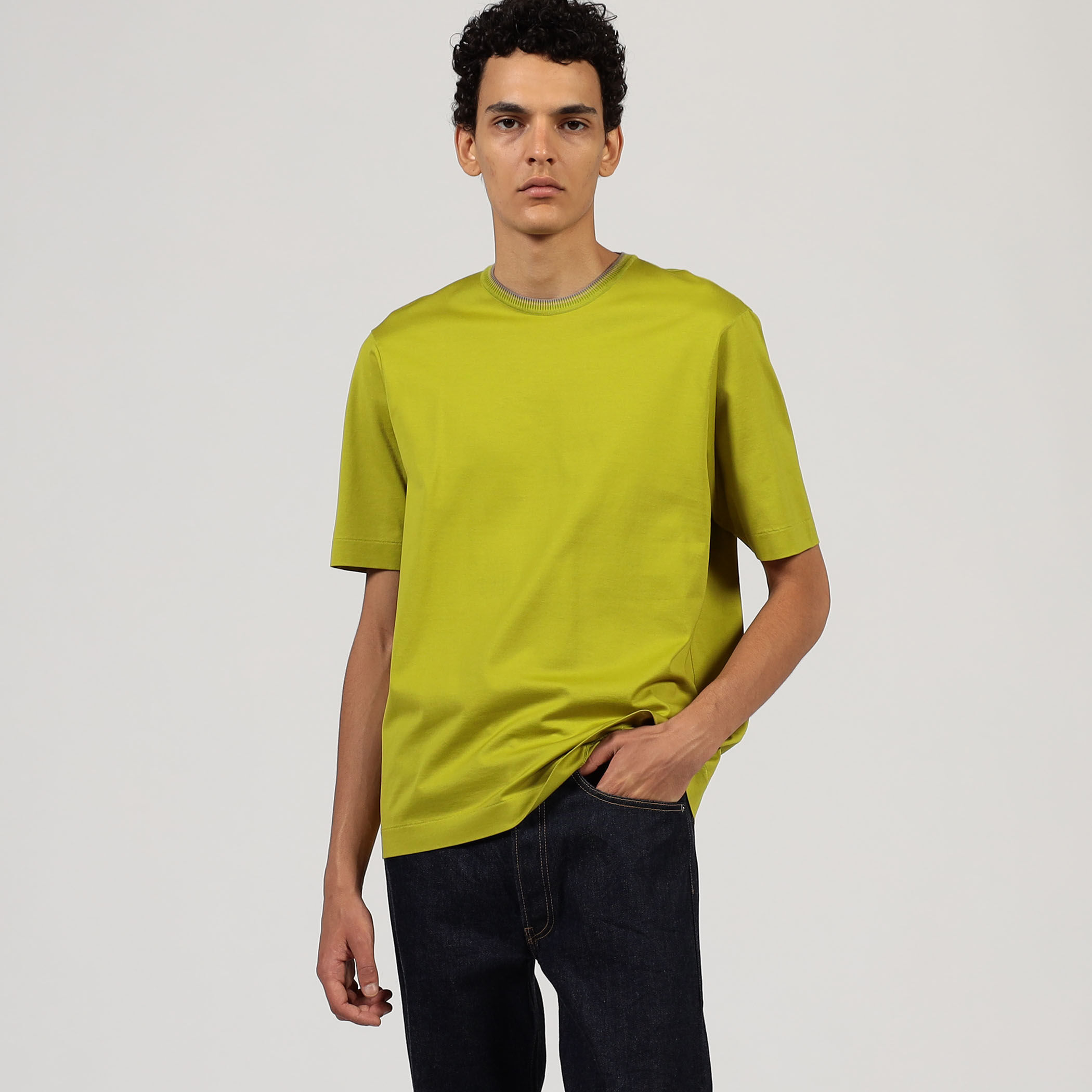 スーピマコットン ニットコンビ ハーフスリーブカットソー