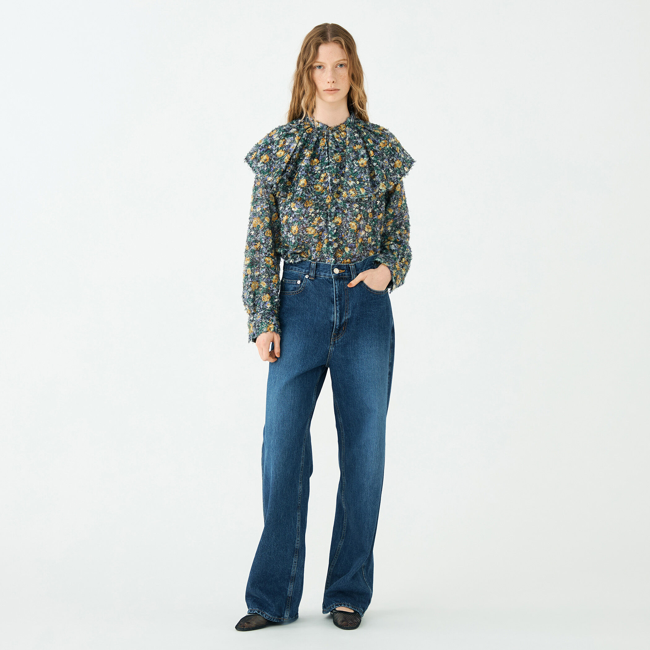 完売品　ラメカットジャカード ワイドカラーブラウス　SOULEIADOO ラメカットジャカード ワイドカラーブラウス｜トゥモローランド 公式通販