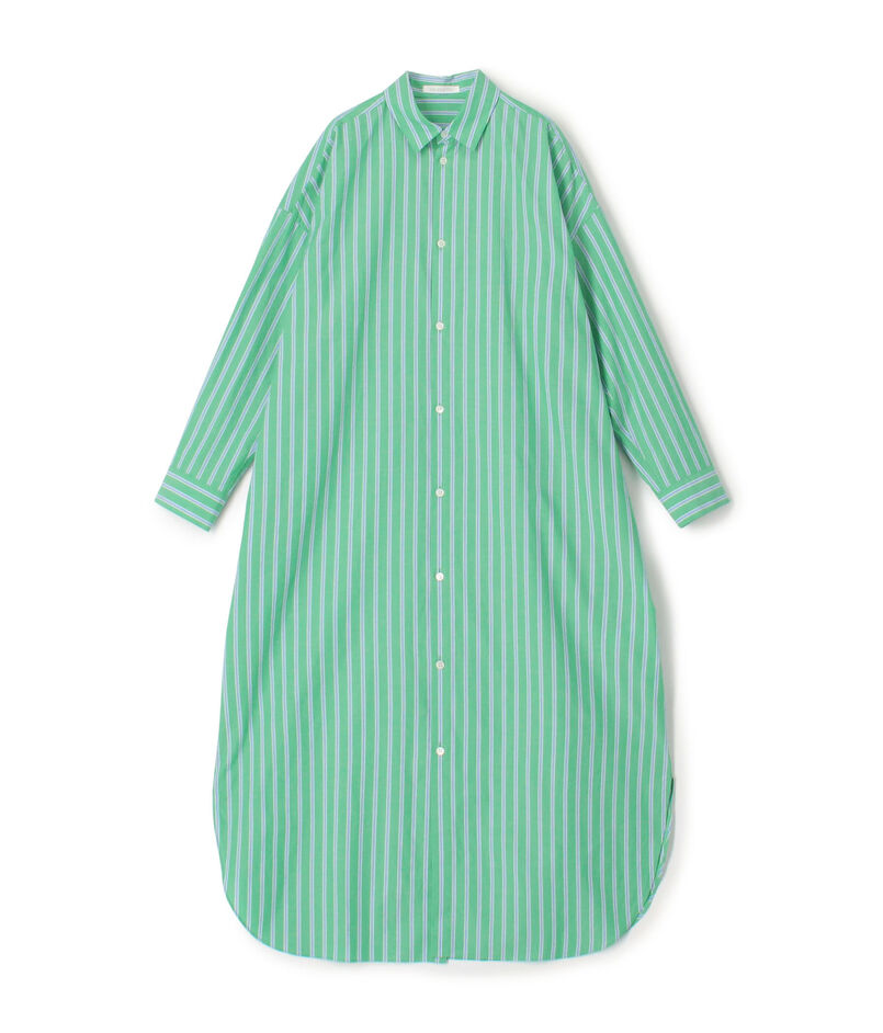 ストライプブロード ロングシャツワンピース