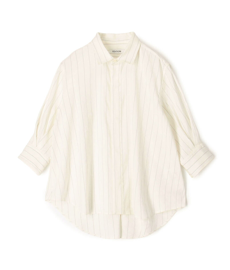 リネンストレッチストライプ ブラウス