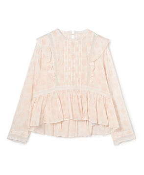 コットンプリント ペプラムブラウス