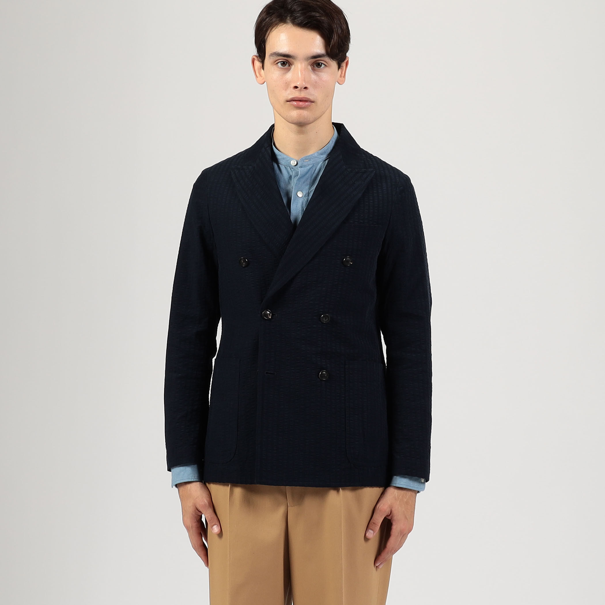 □コットンコーデュロイ ダブルブレステッド6Bジャケット ALBINI