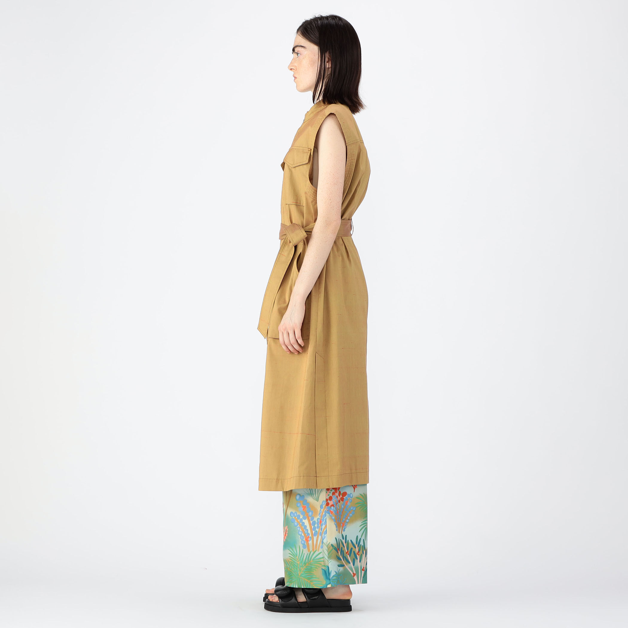 CABaN コットンシルク　ロングジレ コットンシルクストレッチ ロングジレ（その他アウター）｜CABaN