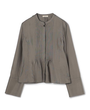 レーヨンマイクロハウンドトゥース ピンタックブラウス