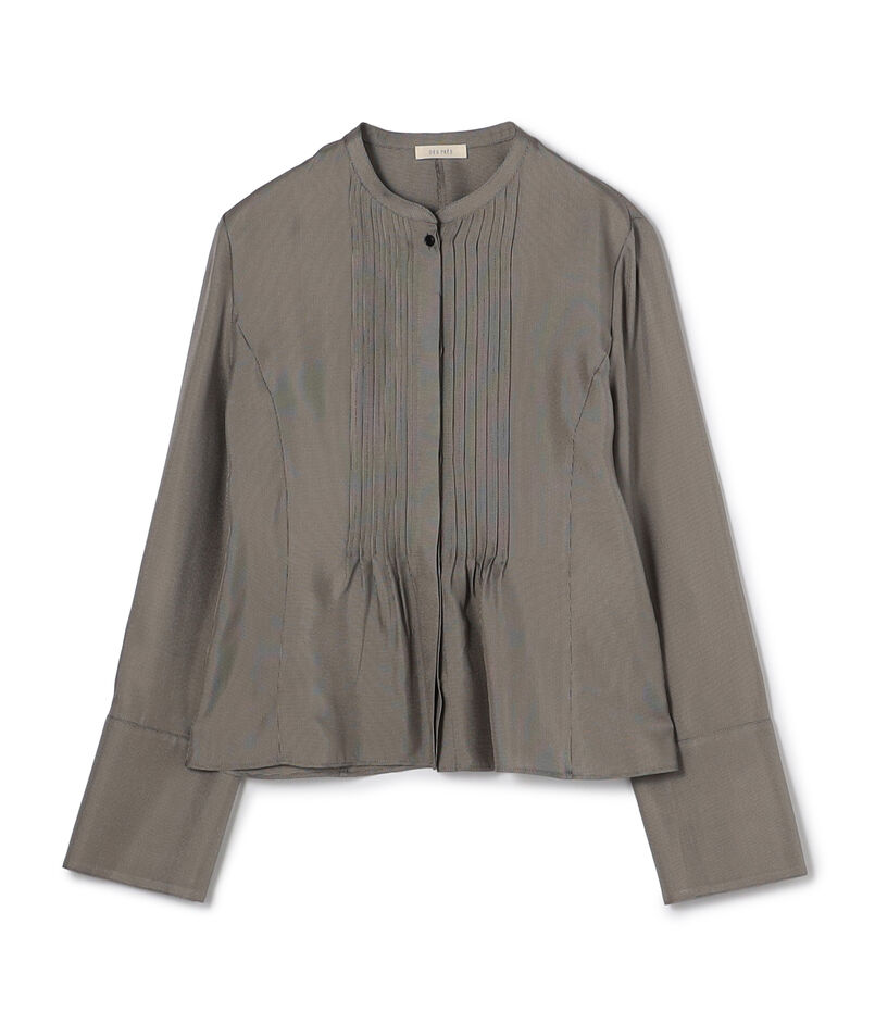 レーヨンマイクロハウンドトゥース ピンタックブラウス