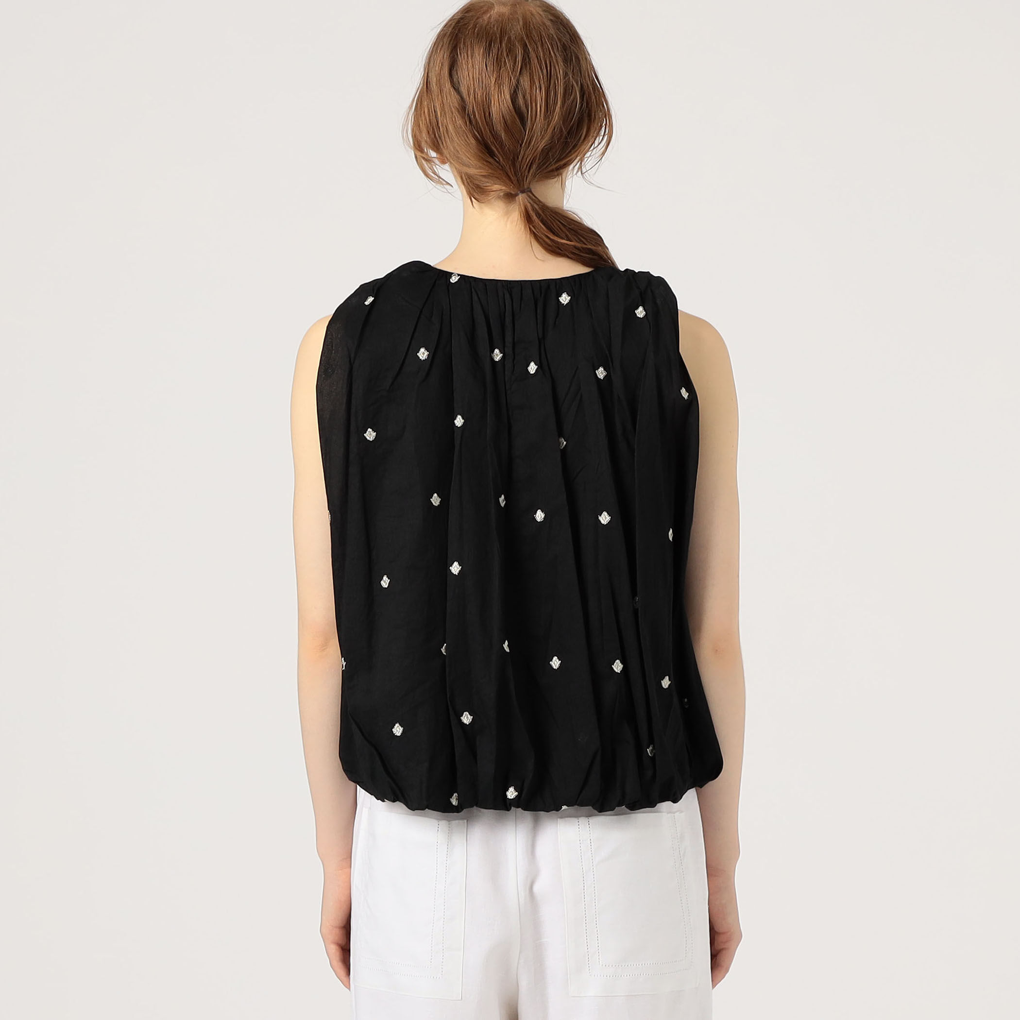 ne Quittez pas BLACK POPLIN ORGANZEシャツ 別注】ne Quittez pas BLACK POPLIN ORGANZEシャツ