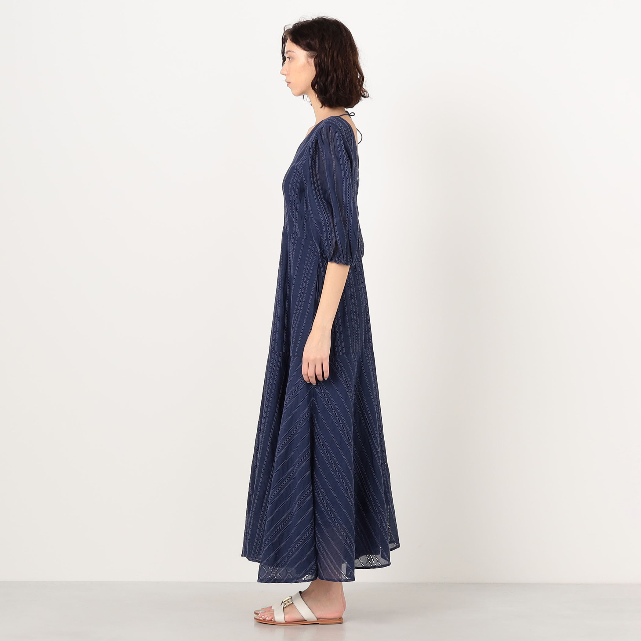 ne Quittez pas Cotton Organza Ladder Cifre Flare ドレス