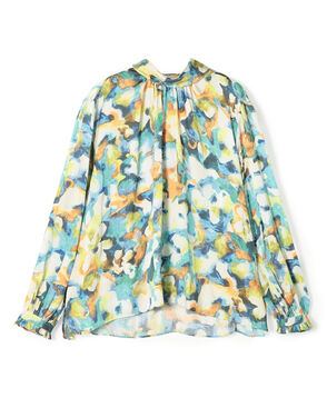 ミスティーフラワープリント バックリボンブラウス