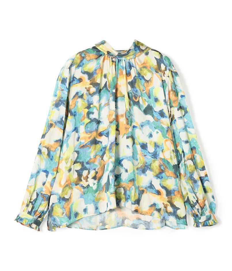 ミスティーフラワープリント バックリボンブラウス