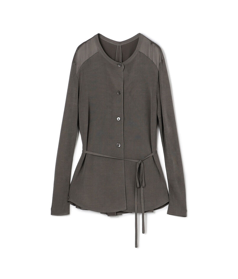 【WEB先行予約】 マットレーヨンシルクサテンコンビ バックドレープカーディガン