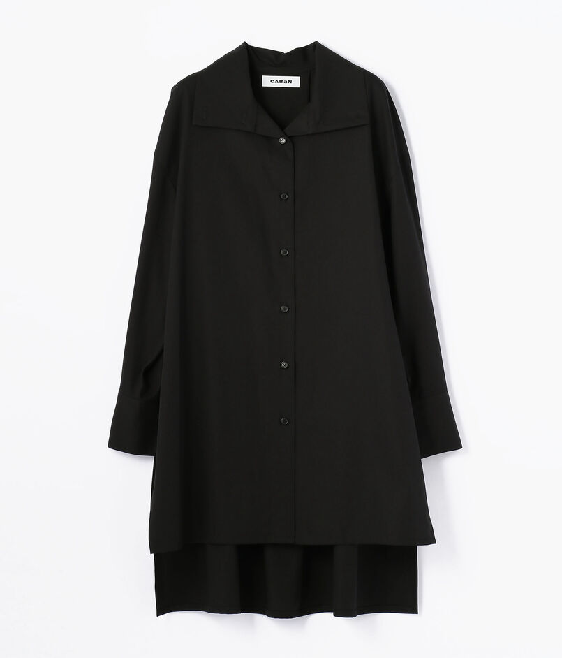 ■CABaN ハイツイストサテン ハイネックロングシャツ