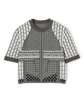Mame Kurogouchi Geometric Pattern Knitted Top