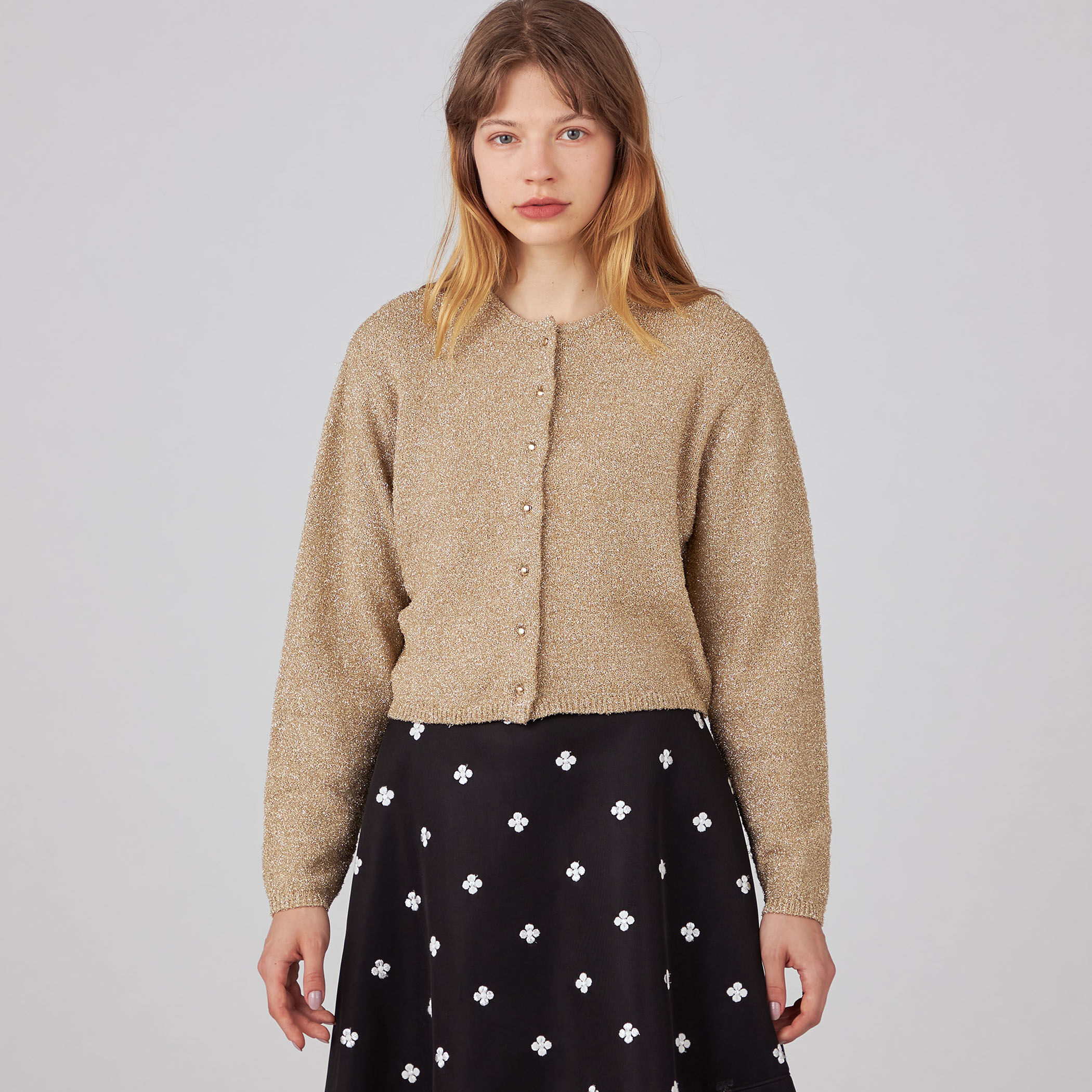 シャイニーメタル クルーネックカーディガン｜トゥモローランド 公式通販