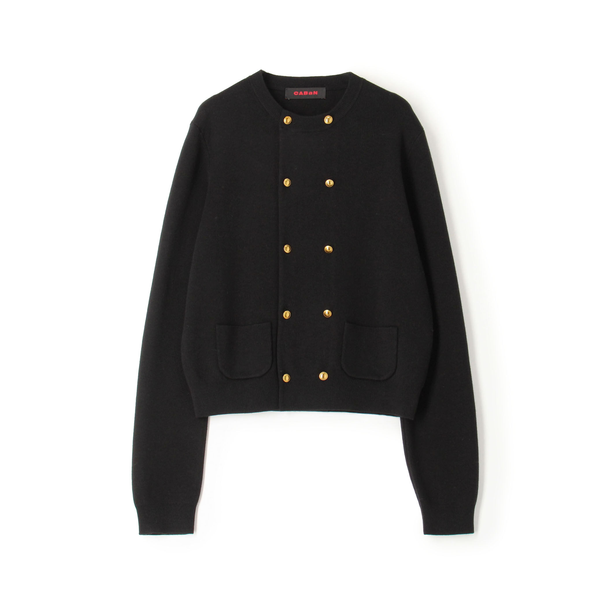 caban カーディガン　コットンカシミア　ブラック コットンカシミヤ クルーネックカーディガン（カーディガン