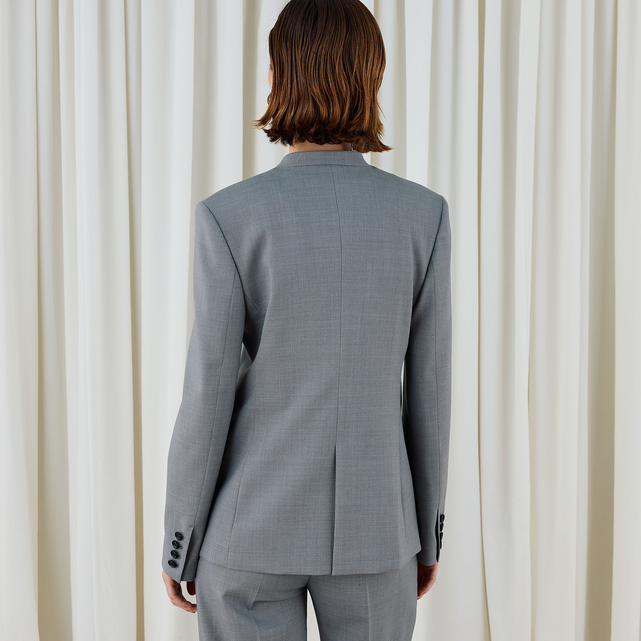 ✩美品✩トゥモローランド DESPRES レザージャケット グレージュ ジャージーライクジョーゼット カラーレスジャケット