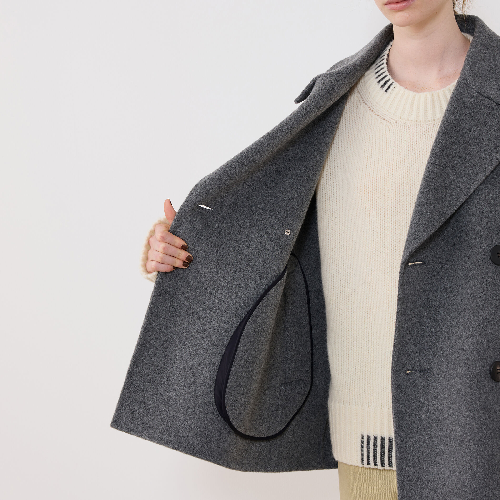【トゥモローランド バッカ】美品ウールカシミヤ ダブル ベルト付 ハーフコート WEB先行予約】ウールカシミヤダブルフェイス Pコート