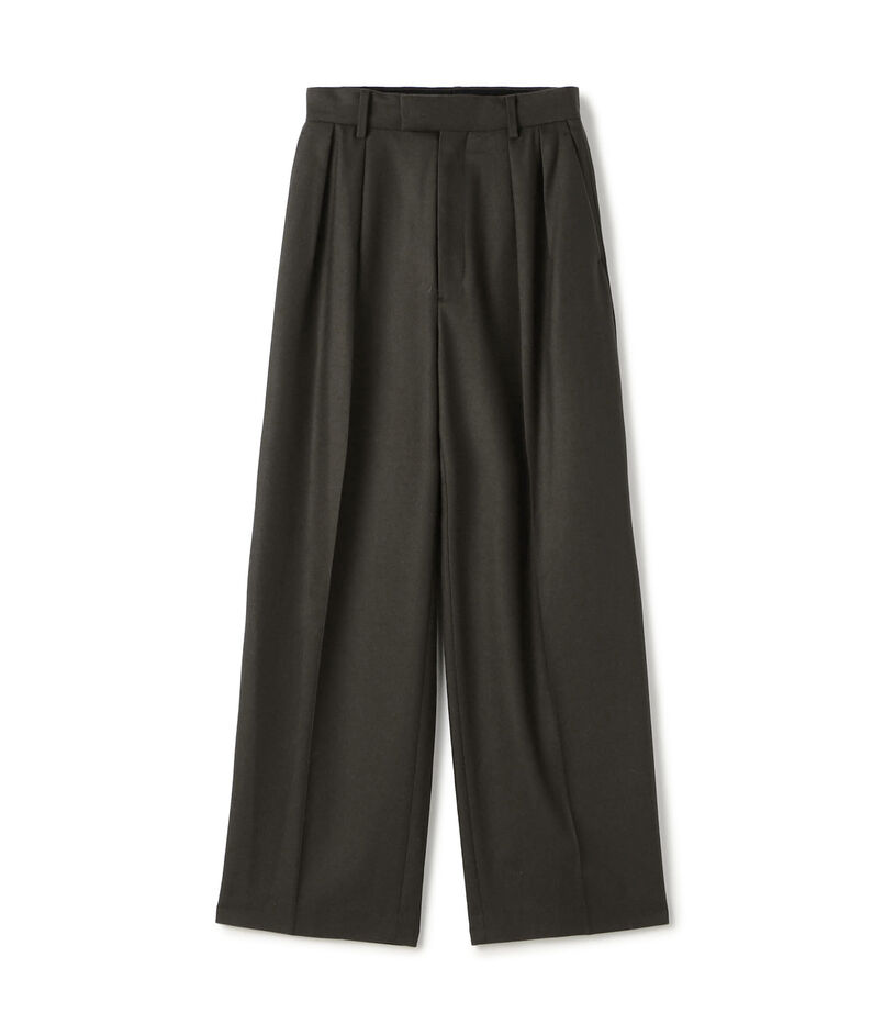ウールメルトンポプリン 2タックワイドスラックス
