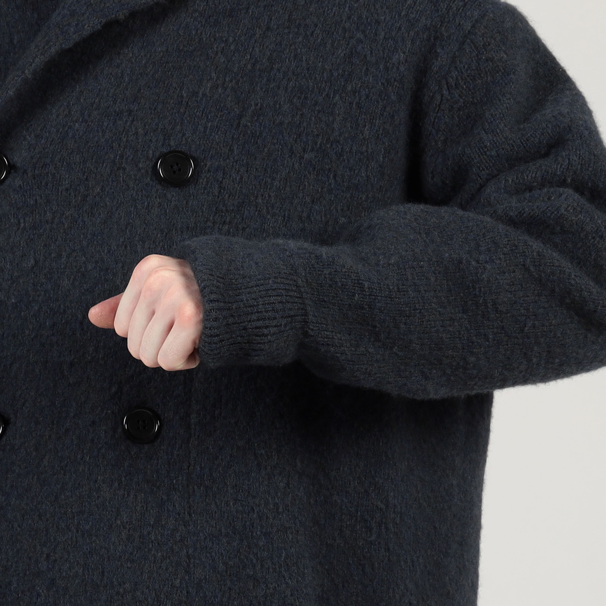ウールカシミヤシルク ダブルブレステッド ニットコート