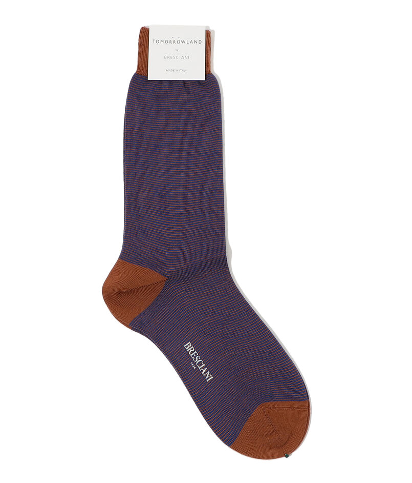 BRESCIANI ウールナイロン ボーダーソックス