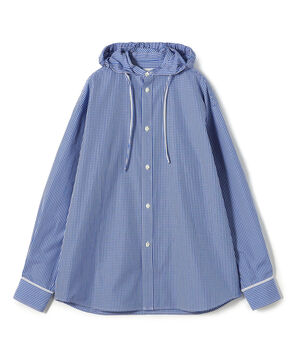 edition pourell コットンチェック フーデッドシャツ