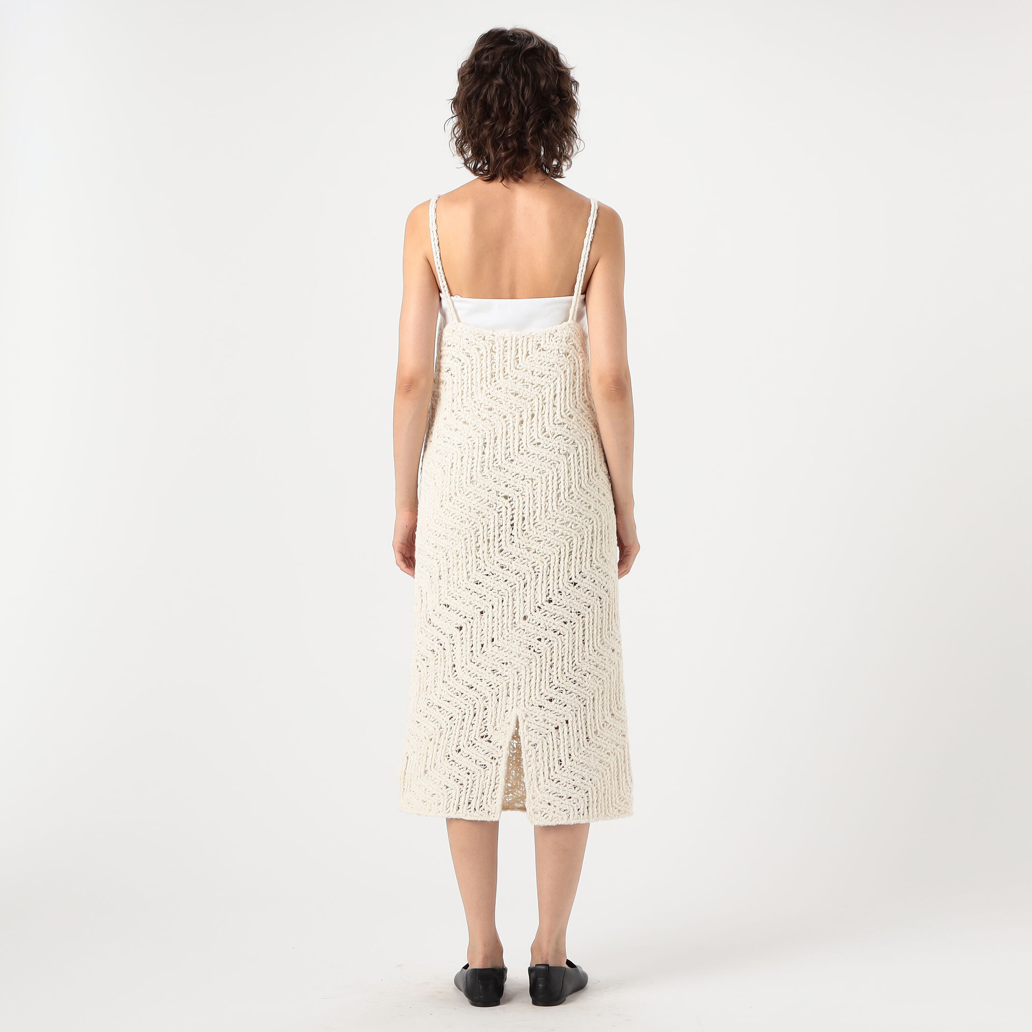 関税送料込◆Jil Sander◆コットンクロシェニット ロングドレス JIL SANDER SPAGHETTI DRESS キャミソール ニットドレス