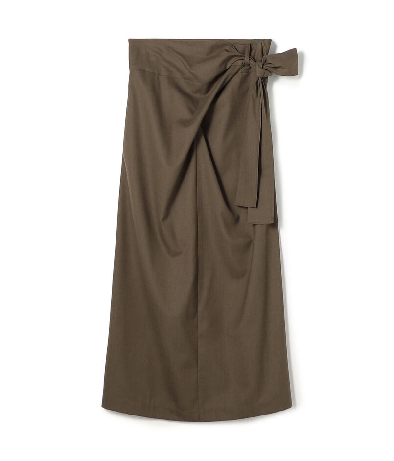 クレープウールストレッチ ラップマキシスカート