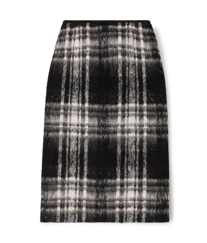 カラーネップチェック タイトストレートスカート