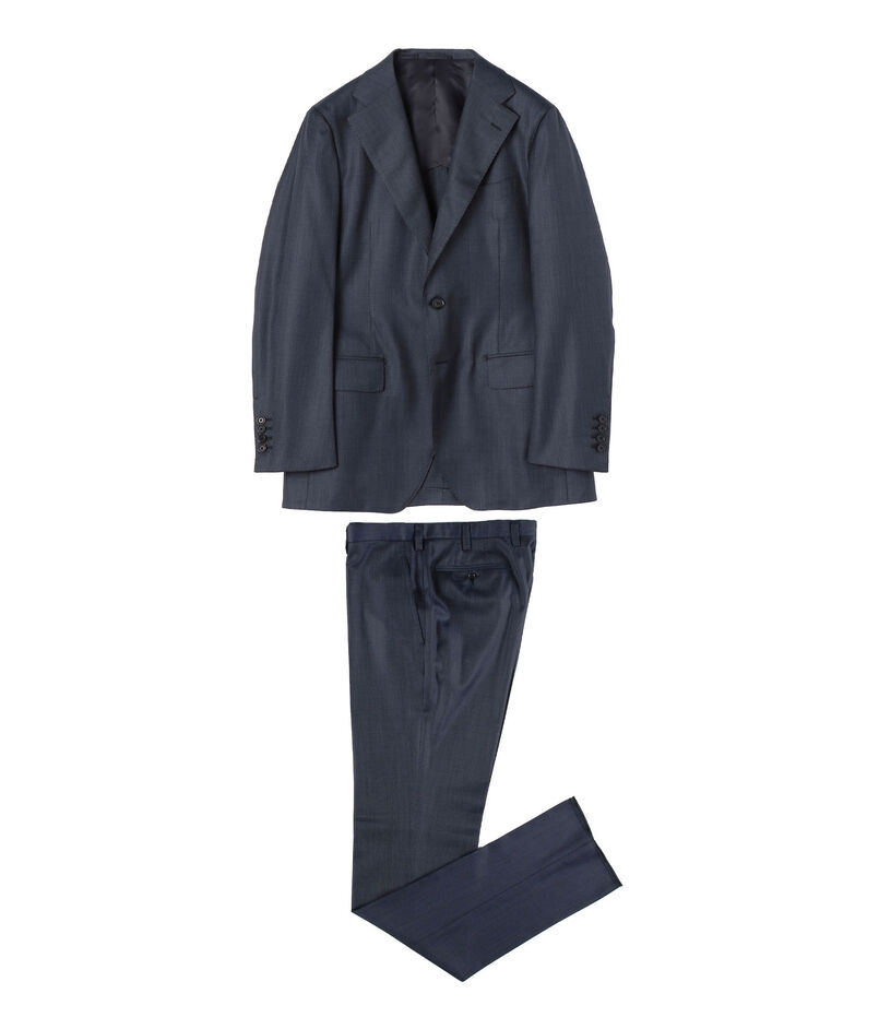 ウールシルク ピンヘッド シングルブレステッド2Bスーツ Delfino