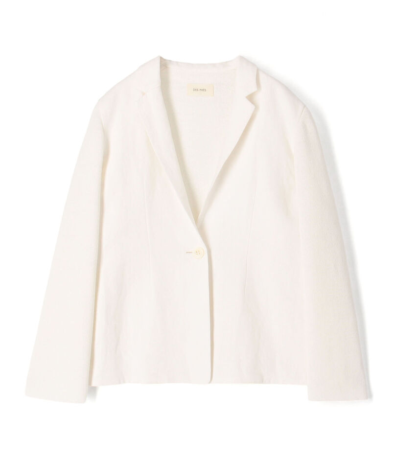 リネンファブリックコンビ テーラーニットジャケット