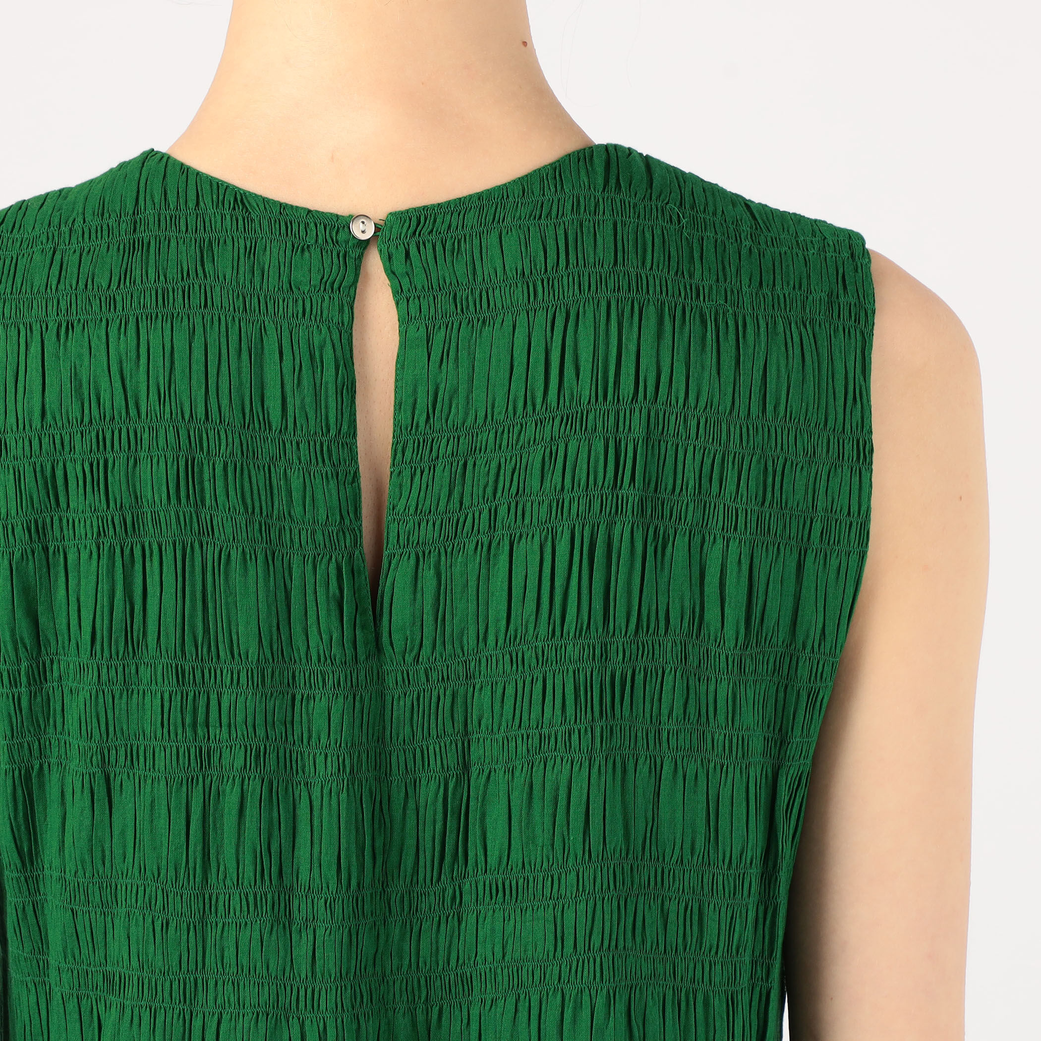 ne Quittez pas コットンボイル シャーリングノースリーブドレス